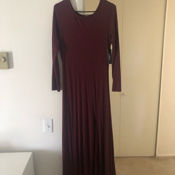 Swept Away Burgundy Long Dress! - Picture 2 of 4